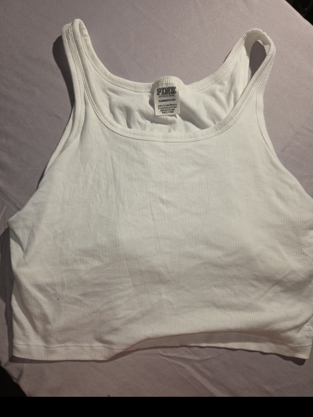 Victoria's Secret PINK White Ribbed Crop Tank Top